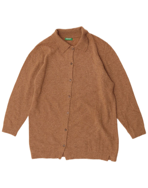 Женский свободный кардиган Benetton UK 6 XS Коричневый из натуральной шерсти