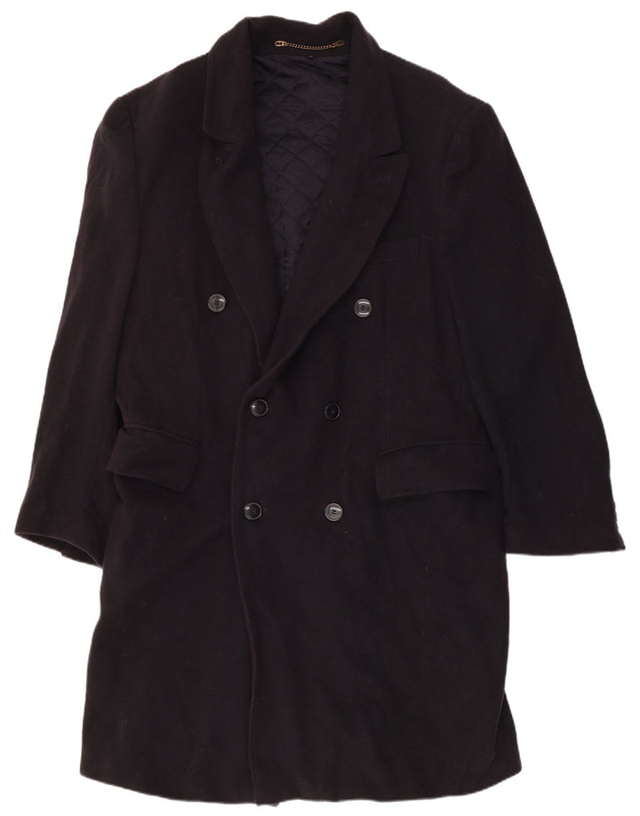 VINTAGE Womens Loose Fit Chesterfield Coat EU 40 Medium Navy Blue