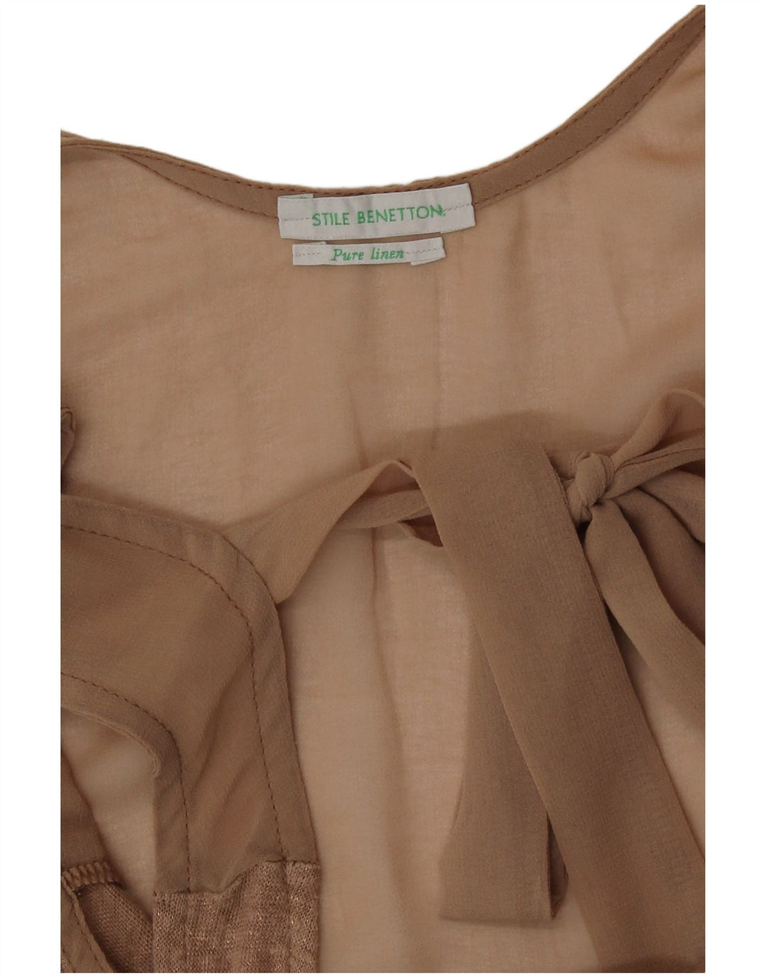 Женский жилет Benetton Top UK 12, средний, бежевый, льняной