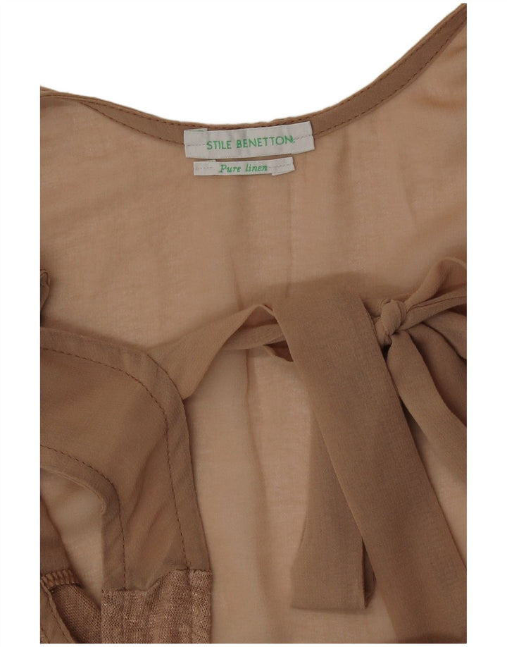 Женский жилет Benetton Top UK 12, средний, бежевый, льняной