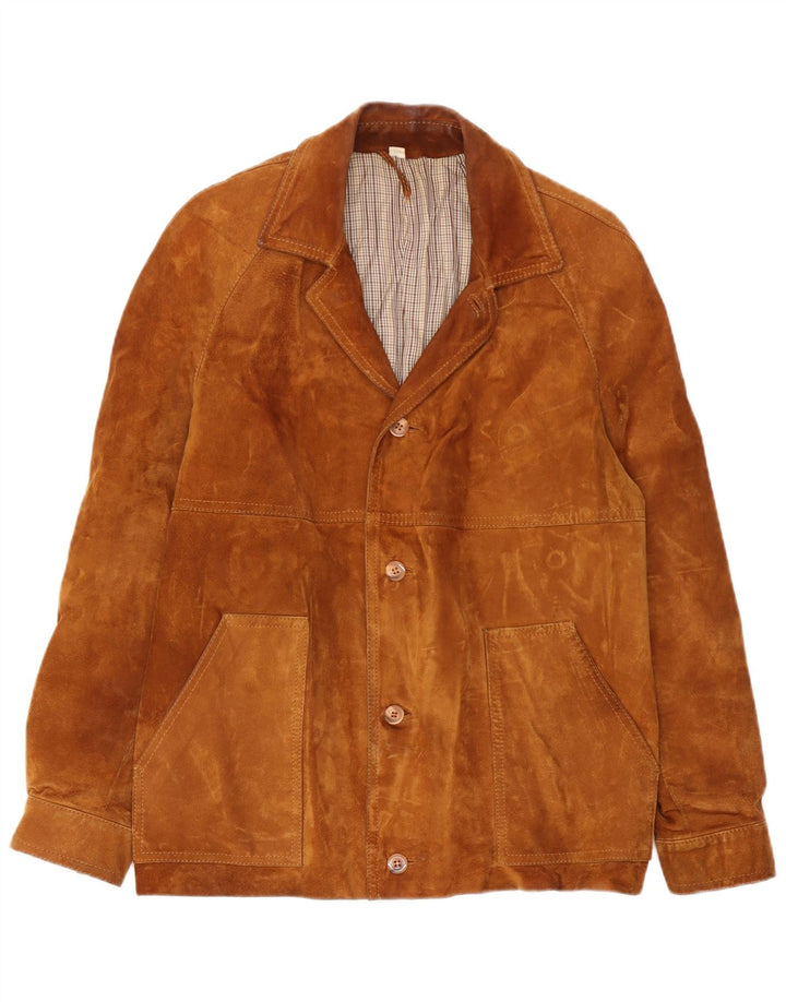 Винтажная мужская замшевая куртка IT 50, большая бежевая