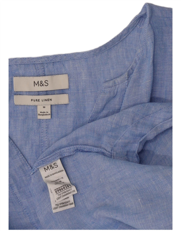 Женская удлиненная рубашка-пуловер Marks & Spencer UK 16, большая синяя