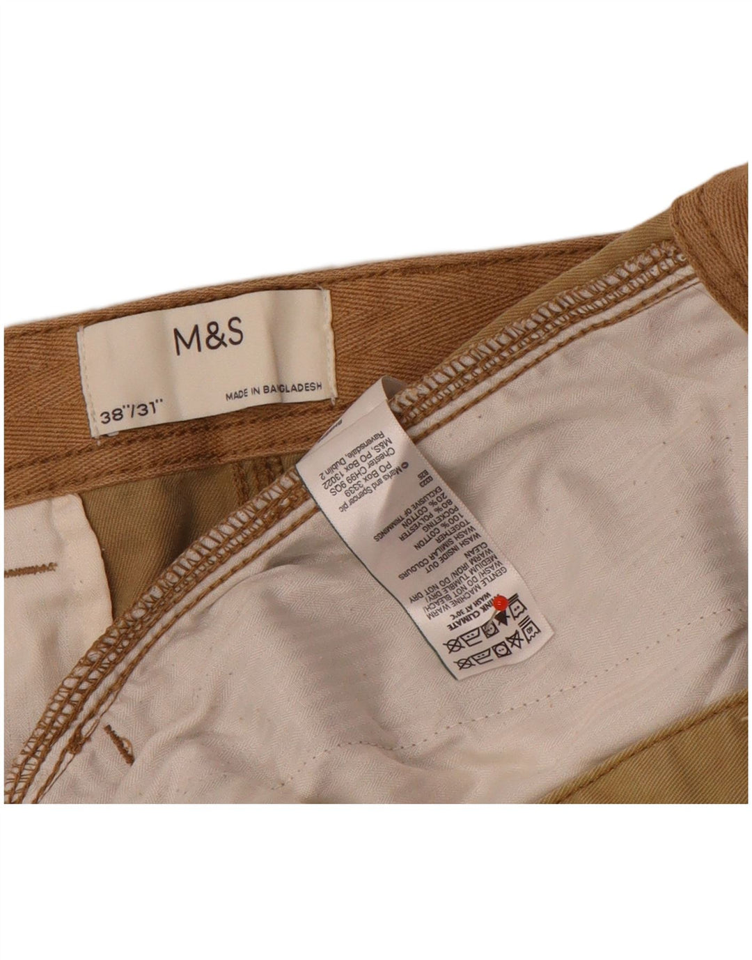 Мужские прямые брюки-карго Marks & Spencer W38 L31 коричневые, хлопковые