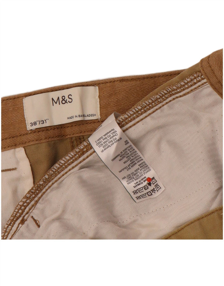 Мужские прямые брюки-карго Marks & Spencer W38 L31 коричневые, хлопковые