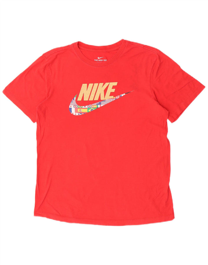 Мужская футболка с рисунком Nike, хлопковый топ среднего красного цвета