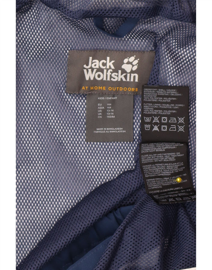 Дождевик с капюшоном Jack Wolfskin для мальчиков 13–14 лет, темно-синий, полиэстер