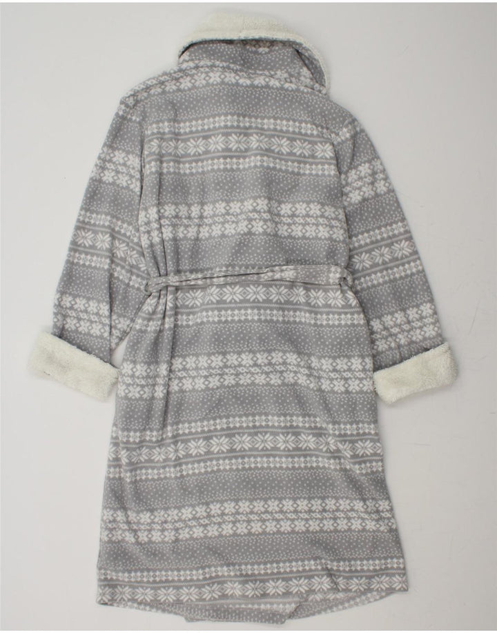 MARKS & SPENCER Womens Standard Fleece Wrap Dress UK 12/14 Medium Grey Vintage Marks & Spencer and Second-Hand Marks & Spencer from Messina Hembry 