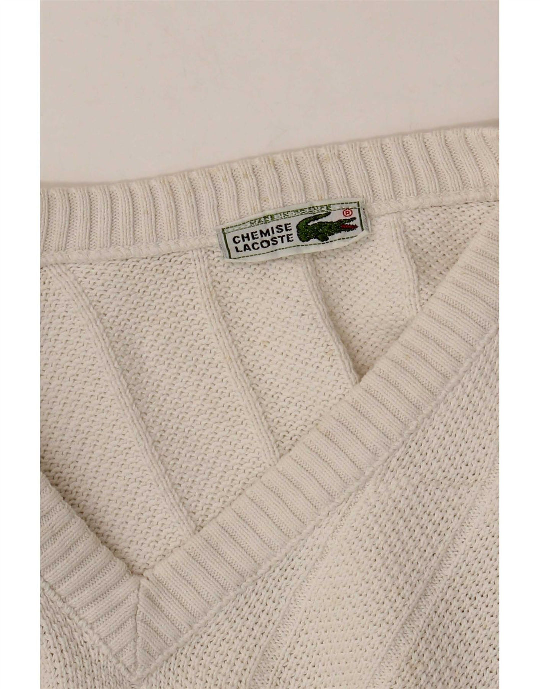 Мужской джемпер с v-образным вырезом Lacoste, размер 6 XL, белый