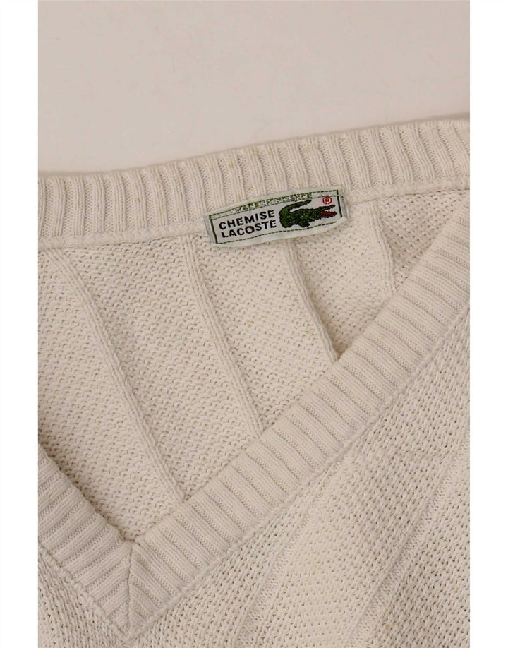 Мужской джемпер с v-образным вырезом Lacoste, размер 6 XL, белый