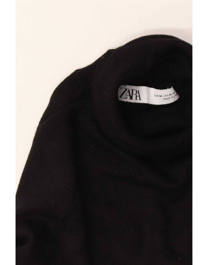 Женский джемпер с высоким воротником Zara UK 14, средний черный