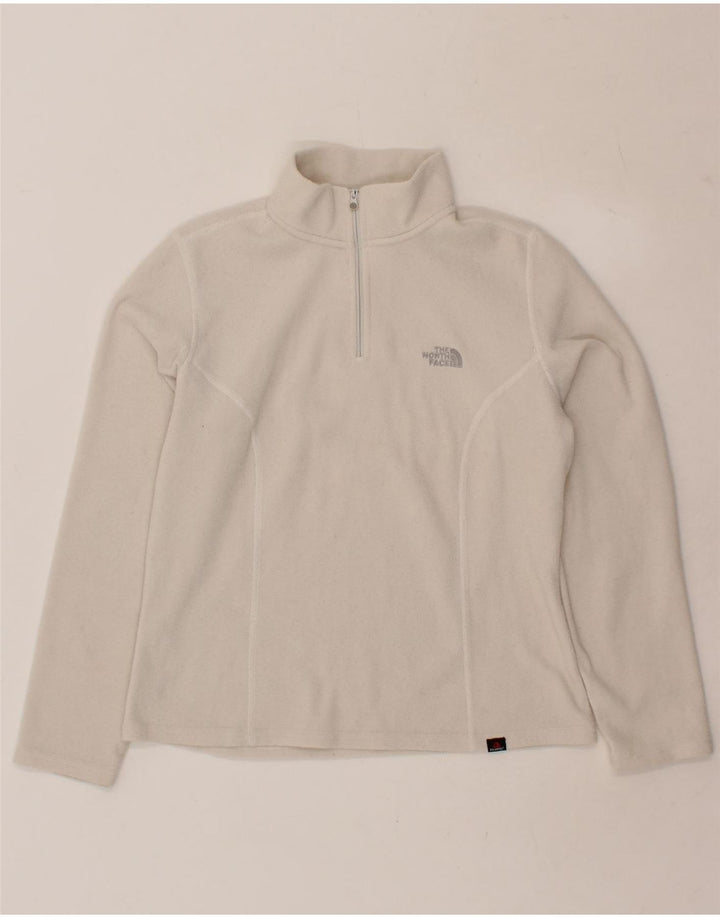 FAT FACE Womens Zip Neck Fleece Jumper UK 14 Medium White Polyester Vintage Fat Face and Second-Hand Fat Face from Messina Hembry 