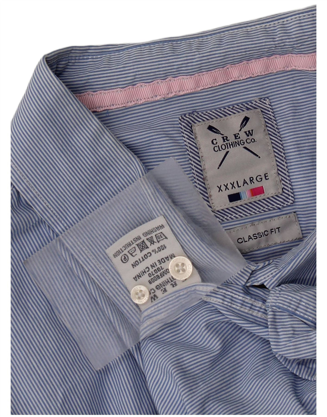 Crew Clothing Мужская рубашка классического кроя 3XL из хлопка в синюю полоску