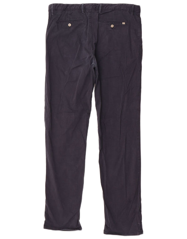 Massimo Dutti Mens Straight Chino Trousers EU 44 Large W34 L32 Navy Blue