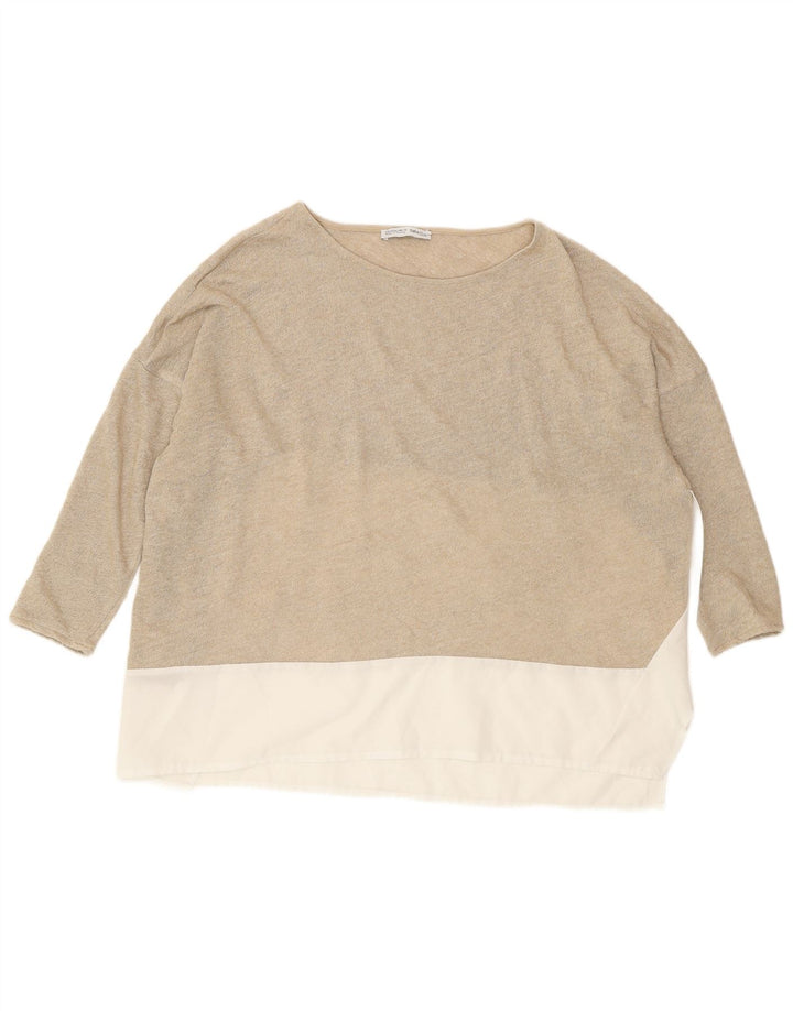 Женская блузка оверсайз Zara Top UK 10, маленький золотой цветной блок