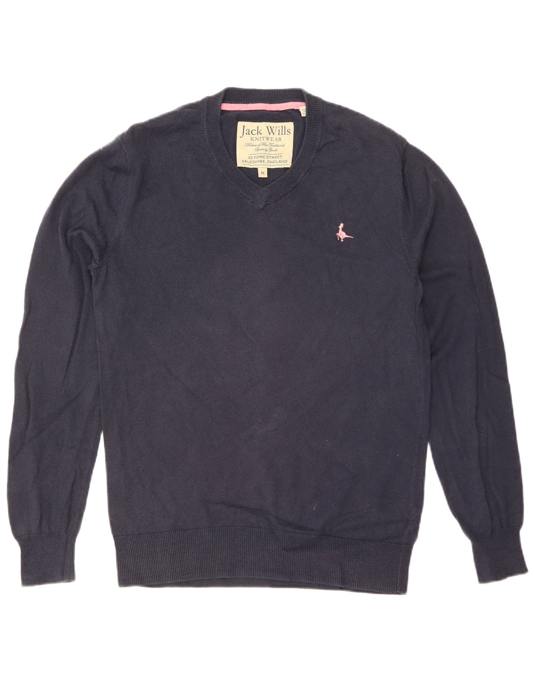 JACK WILLS Мужской джемпер с v-образным вырезом, средний темно-синий хлопковый свитер