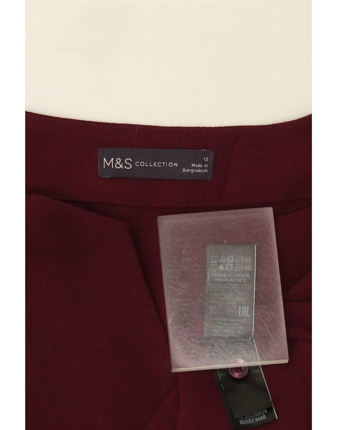 Женская блузка с длинным рукавом Marks & Spencer UK 12, средний бордовый цвет
