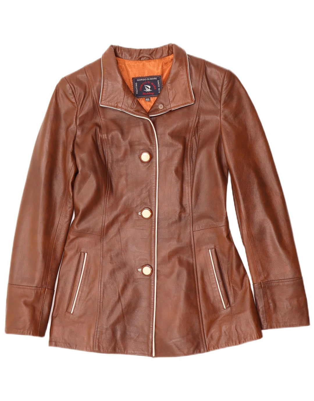 Женская кожаная куртка Giorgio Di Mare UK 6 XS Коричневая кожа
