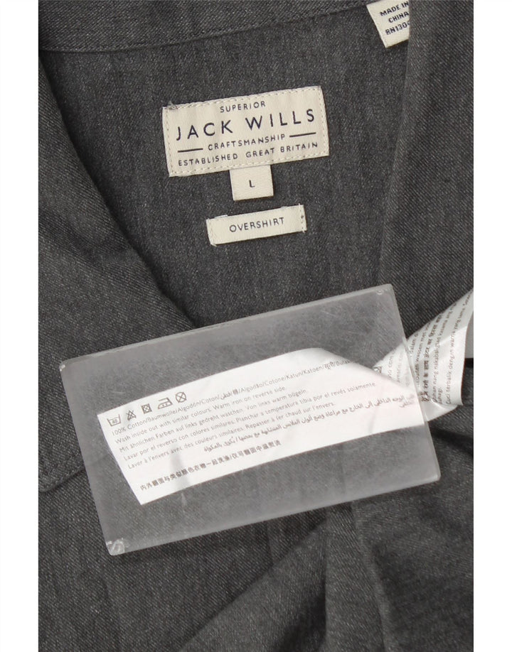Мужская рубашка-рубашка Jack Wills, большая серая хлопковая рубашка