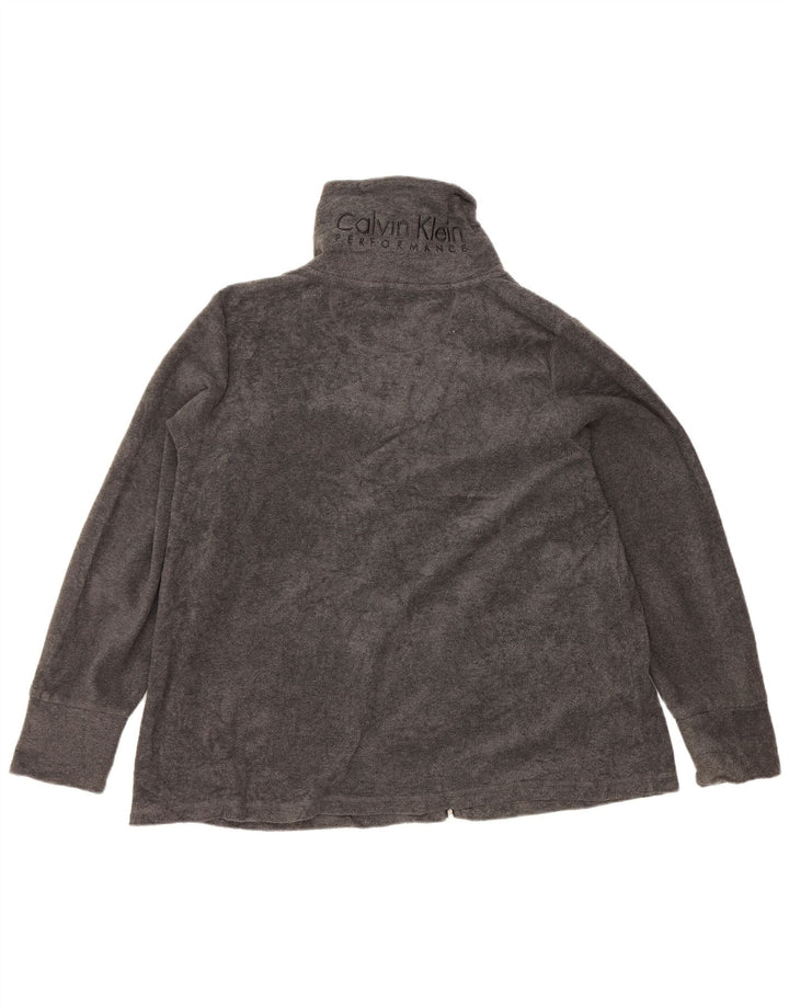 Женская флисовая куртка с графическим рисунком Calvin Klein UK 20 2XL, серый полиэстер