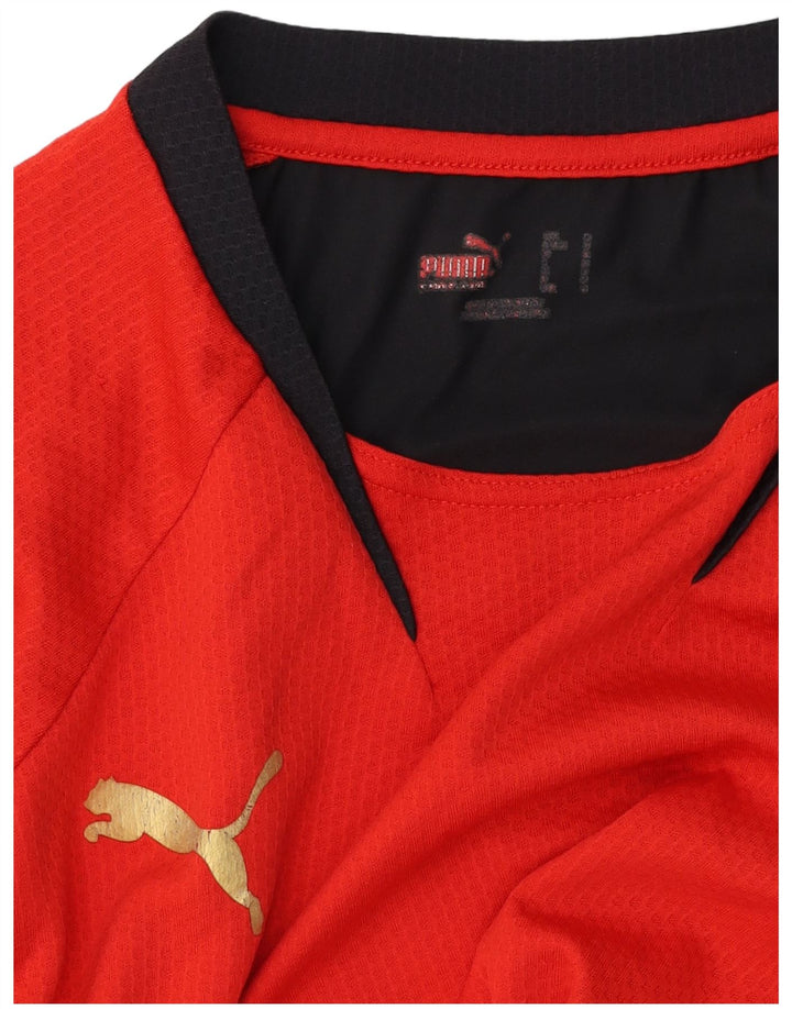 Мужская футболка с рисунком Puma, маленькая, красная, с цветными блоками