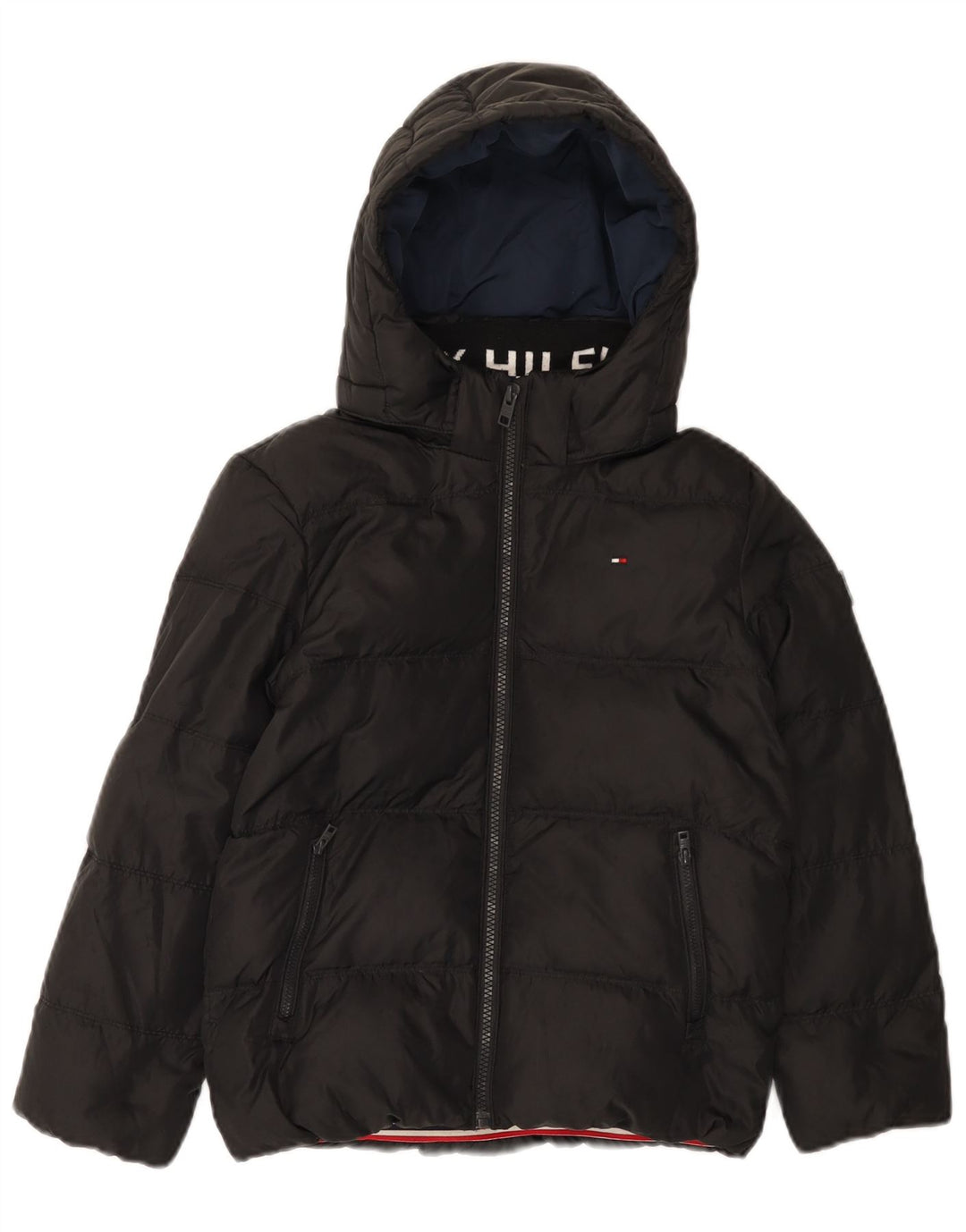 Tommy Hilfiger Утепленная куртка с капюшоном для мальчиков 7-8 лет, черный полиэстер