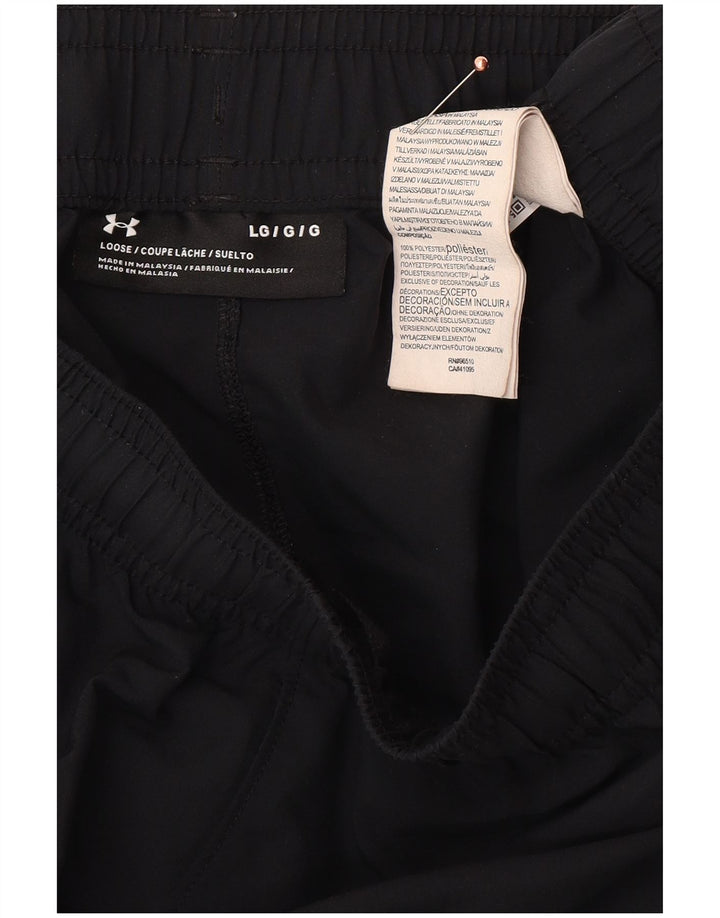 Мужские спортивные шорты с рисунком UNDER ARMOR, большие черные из полиэстера