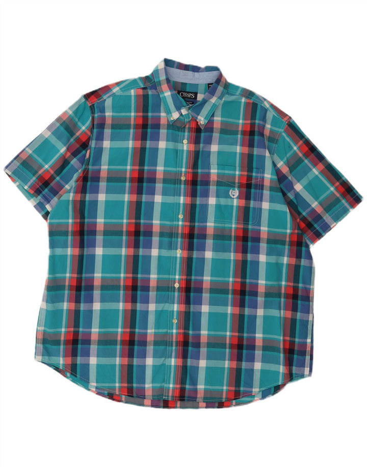 Мужская рубашка с коротким рукавом Chaps, 2XL, синяя клетка, хлопок