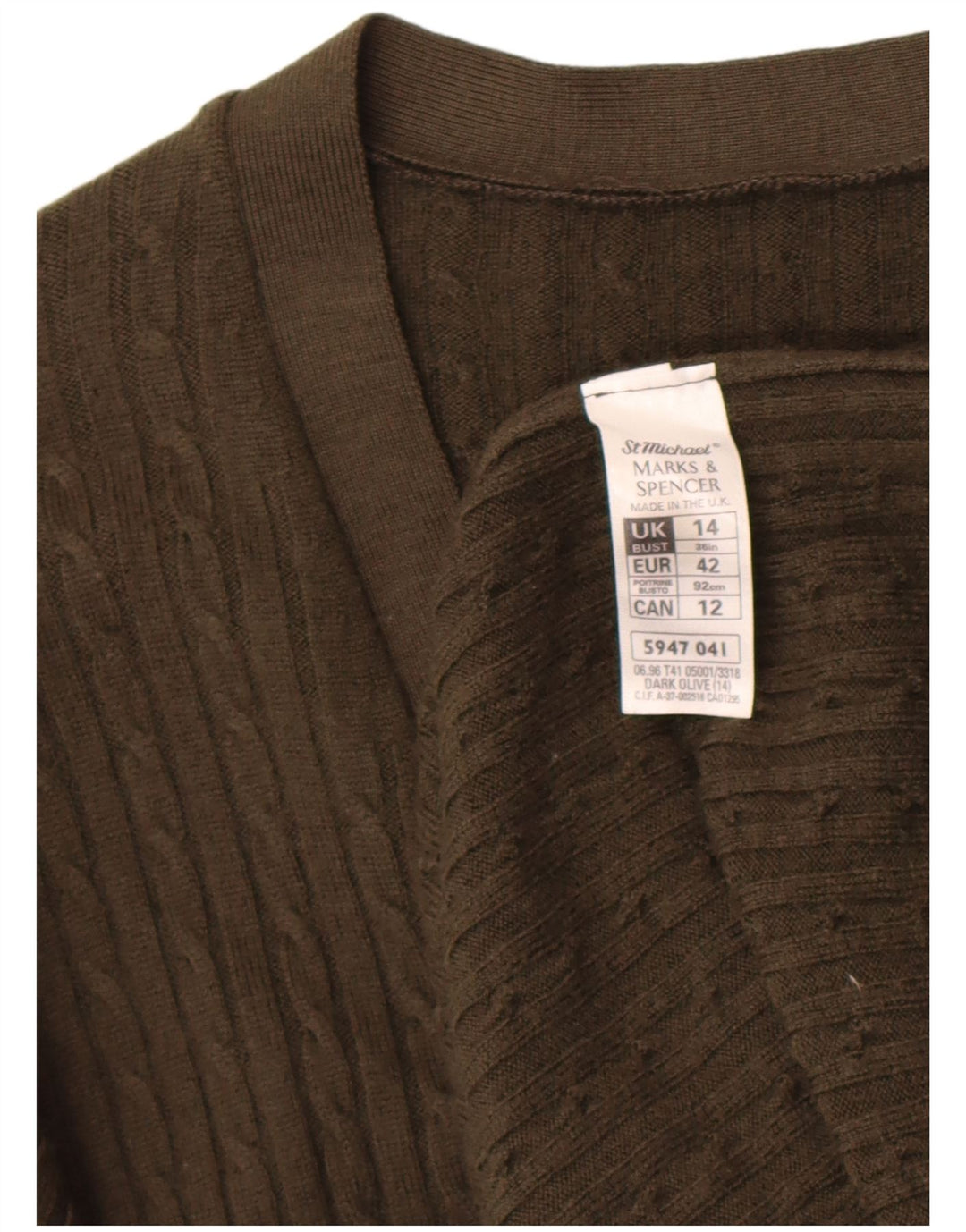 Женский кардиган Marks & Spencer St. Michael UK 14, большой хаки
