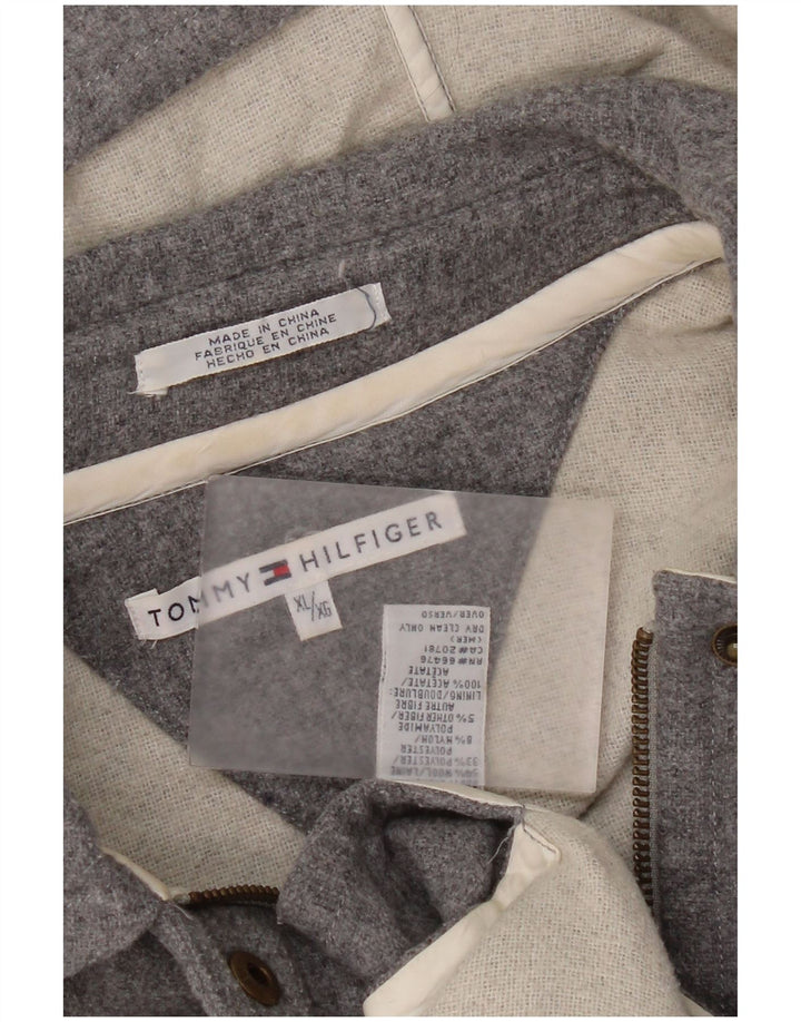 Женское пальто с капюшоном Tommy Hilfiger UK 18 XL серое шерстяное