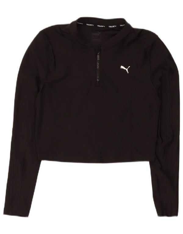 Женский укороченный пуловер с воротником на молнии Puma, топ UK 12, средний черный