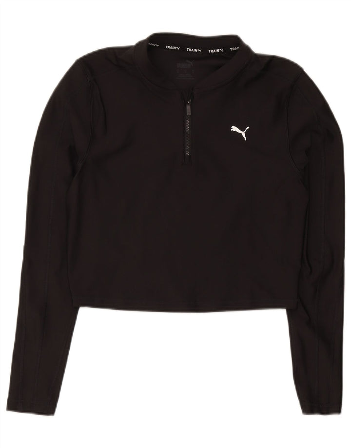 Женский укороченный пуловер с воротником на молнии Puma, топ UK 12, средний черный