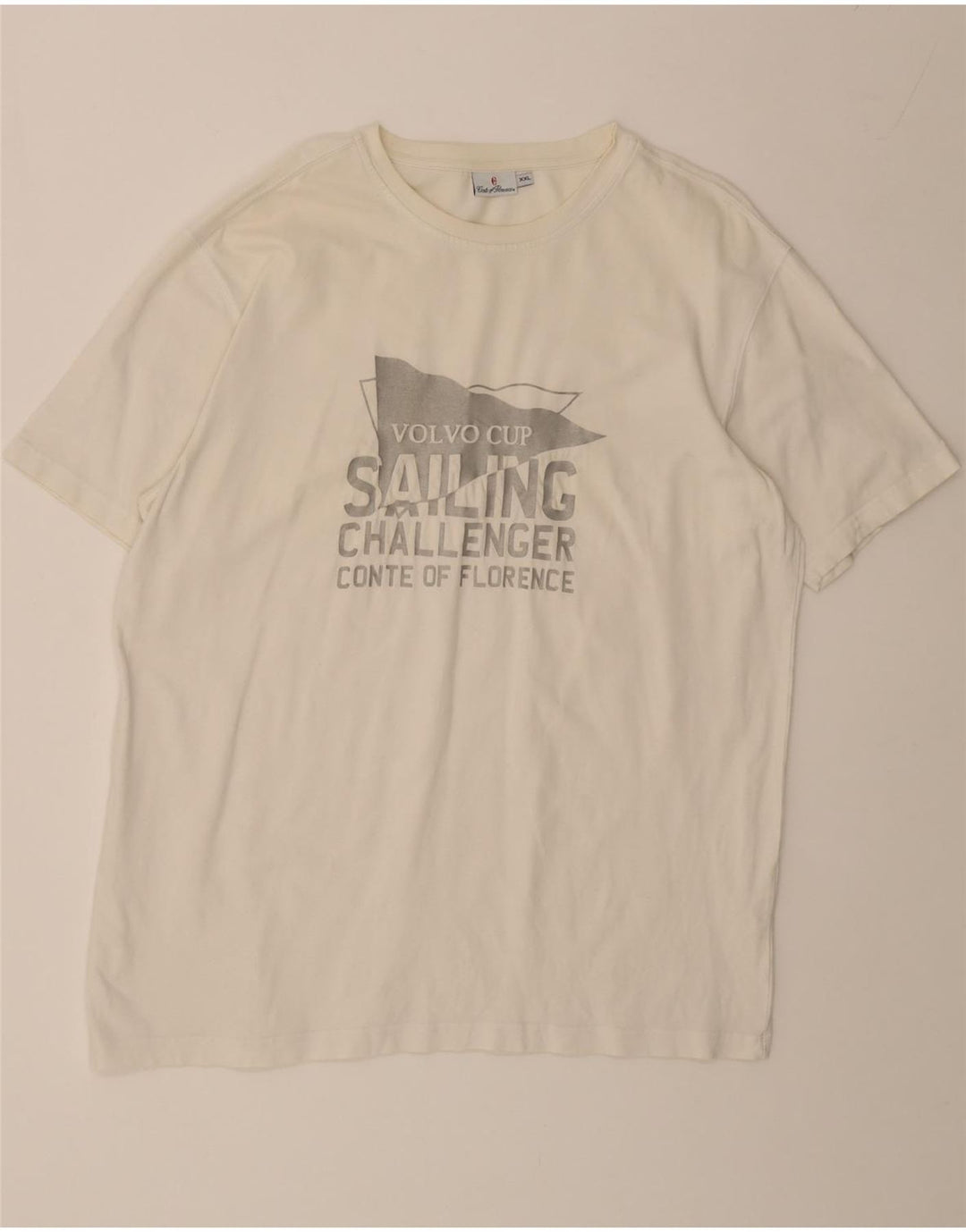 CONTE OF FLORENCE Mens Graphic T-Shirt Top 2XL Off White Cotton Vintage Conte of Florence and Second-Hand Conte of Florence from Messina Hembry 