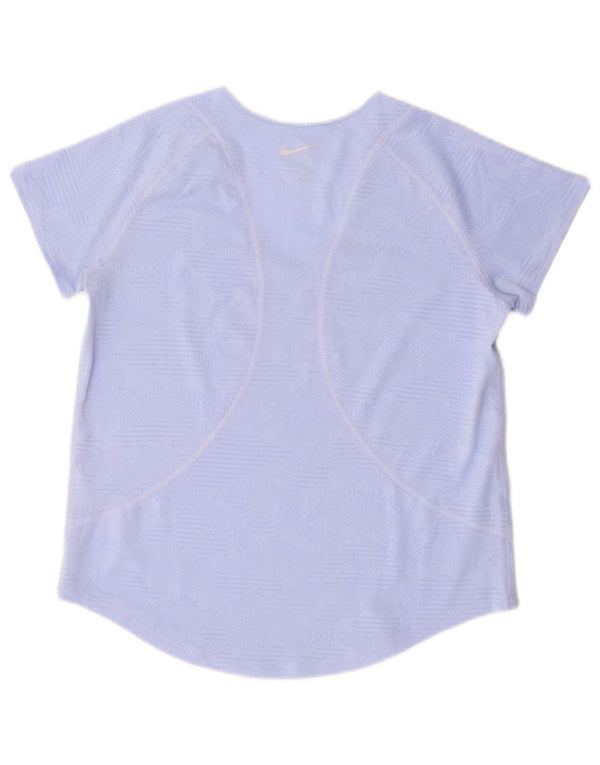 Nike Womens Dri Fit T-Shirt Top UK 10 Small Blue Geometric