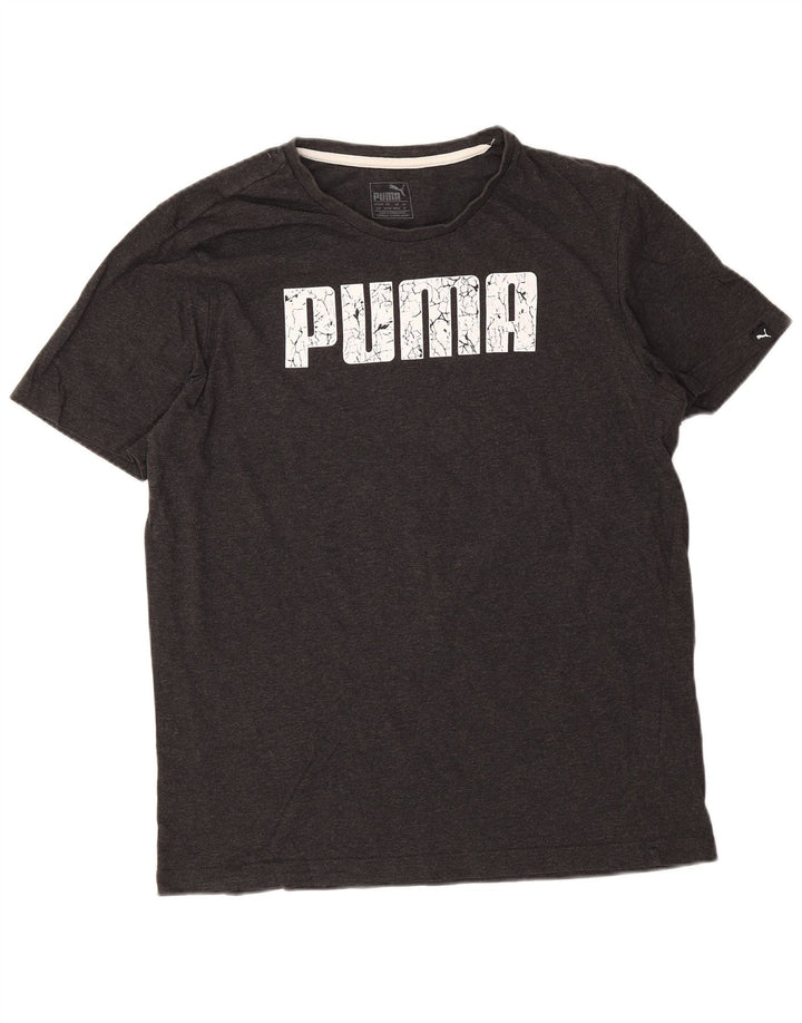 Мужская футболка с рисунком Puma, хлопковый топ среднего серого цвета