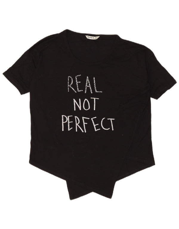 Женская асимметричная футболка с рисунком Desigual Top UK 18 XL, черная