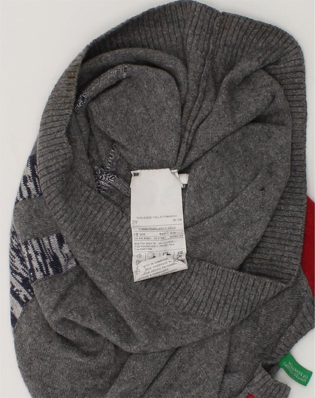 BENETTON Baby Boys Graphic Crew Neck Jumper Sweater 18-24 Months Grey | Vintage Benetton | Thrift | Second-Hand Benetton | Used Clothing | Messina Hembry 