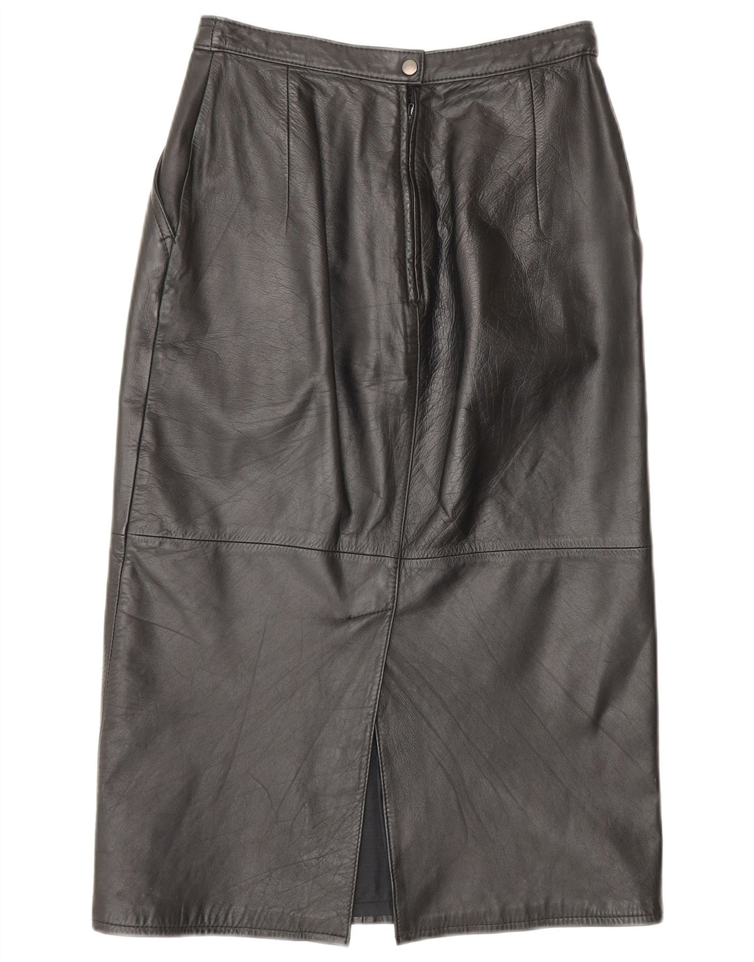 ВИНТАЖНАЯ женская кожаная юбка UK 10, маленькая W26, черная кожа