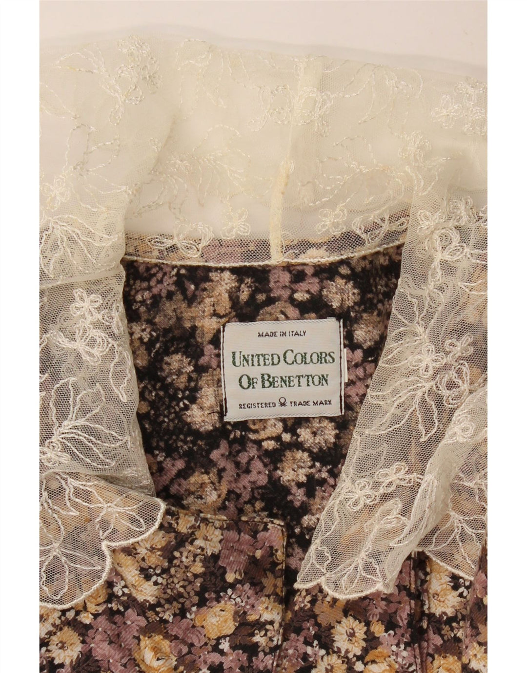 BENETTON Женская рубашка-блузка UK 12 Средний коричневый с цветочным принтом