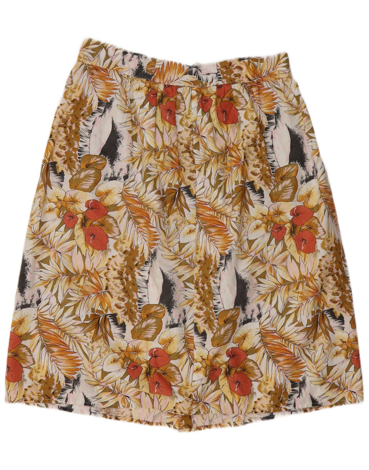 ВИНТАЖНАЯ женская юбка-трапеция W34, большая, разноцветная с цветочным принтом