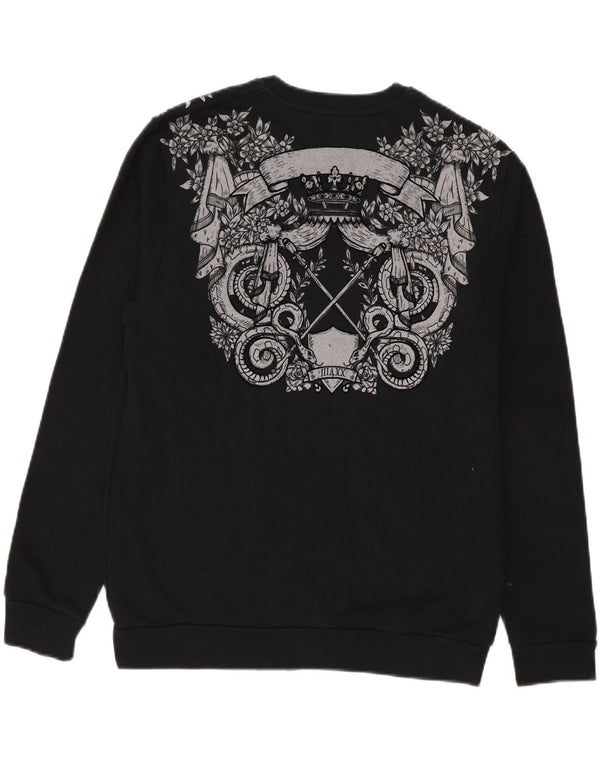 Мужской свитер с рисунком Zara, большой черный хлопковый джемпер