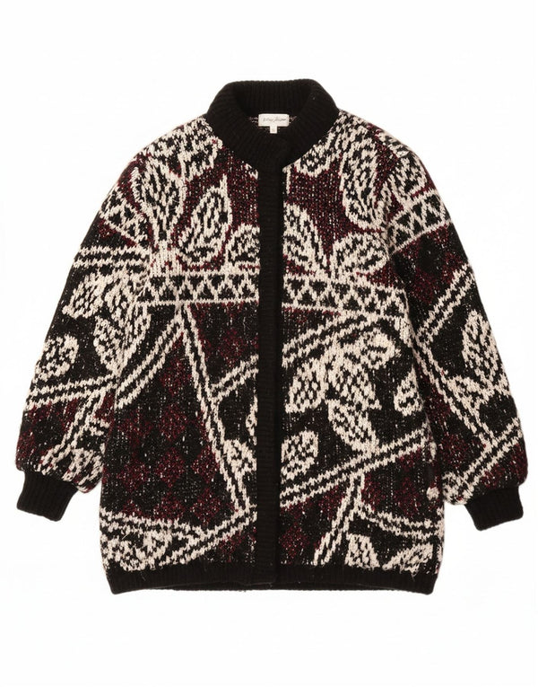 JEFFREY BROWNLEADER Женское вязаное пальто UK 14, средний черный цветочный акрил