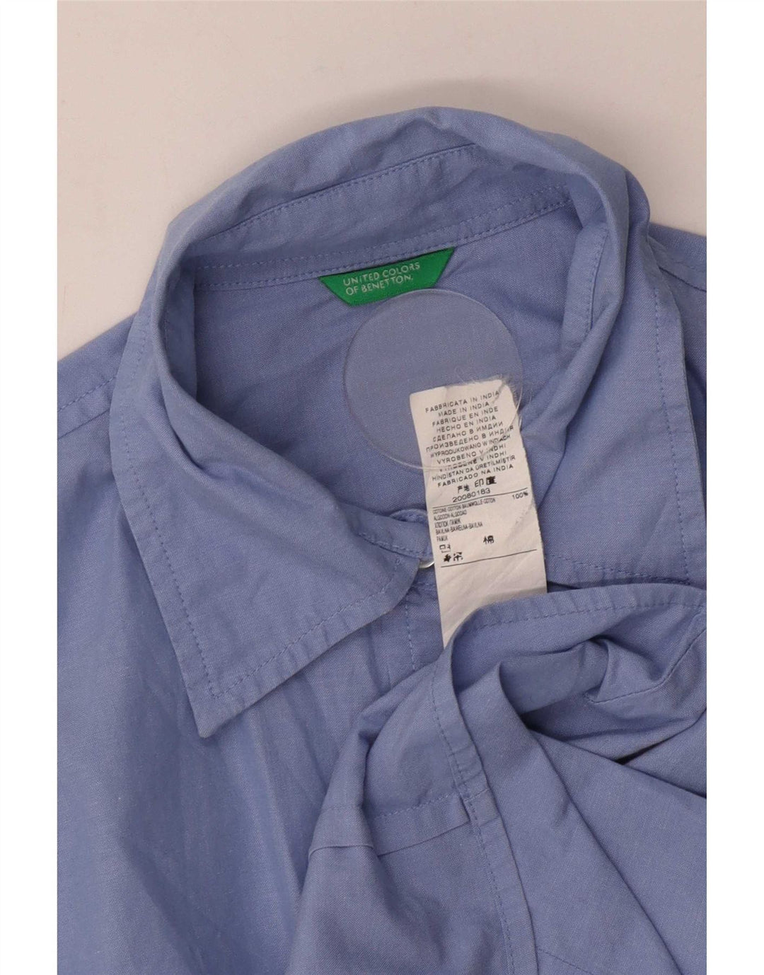 Женская рубашка Benetton UK 10, маленькая, синяя, хлопок