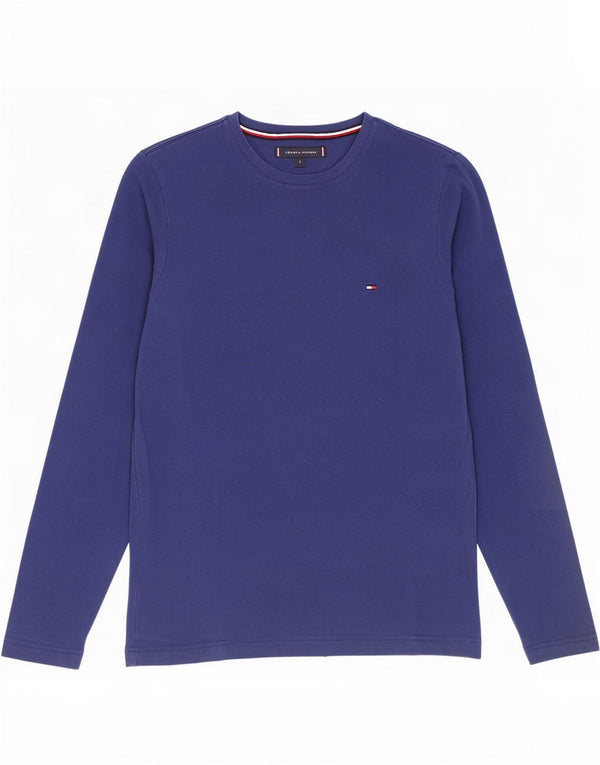 Tommy Hilfiger Мужской облегающий топ с длинными рукавами, маленький синий, хлопок