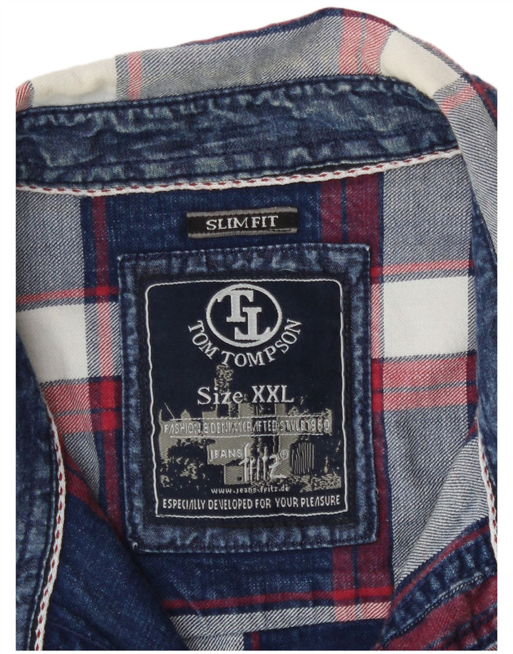 Мужская рубашка приталенного кроя Tom Tompson 2XL, темно-синяя клетка, хлопок