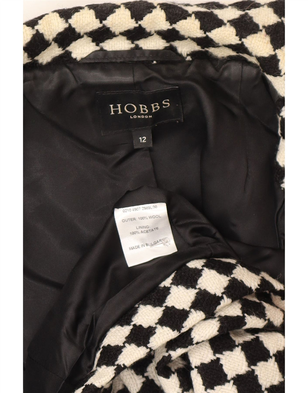 Женское болеро Hobbs с рукавом 3/4, Великобритания 12, средний черный, шерсть с геометрическим рисунком