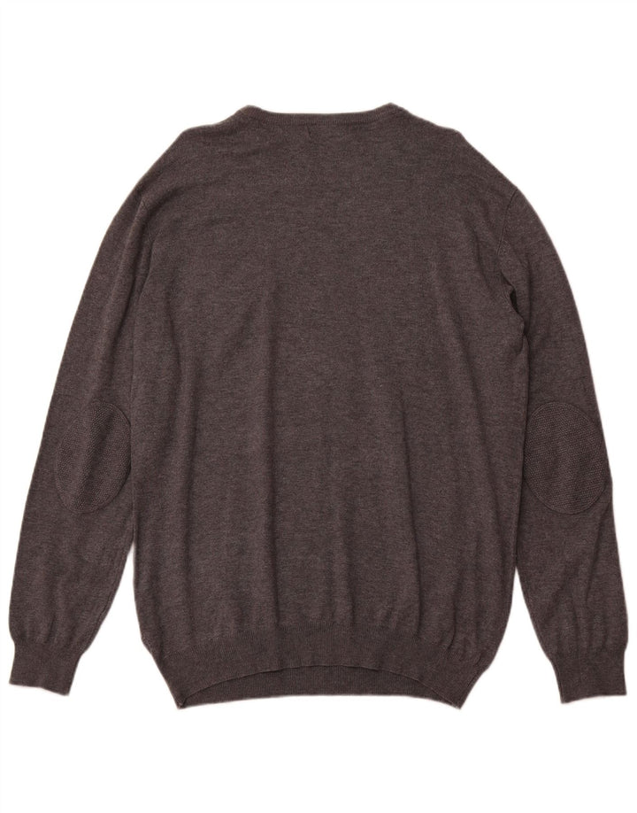 TRUSSARDI Mens Crew Neck Jumper Sweater XL Grey Viscose