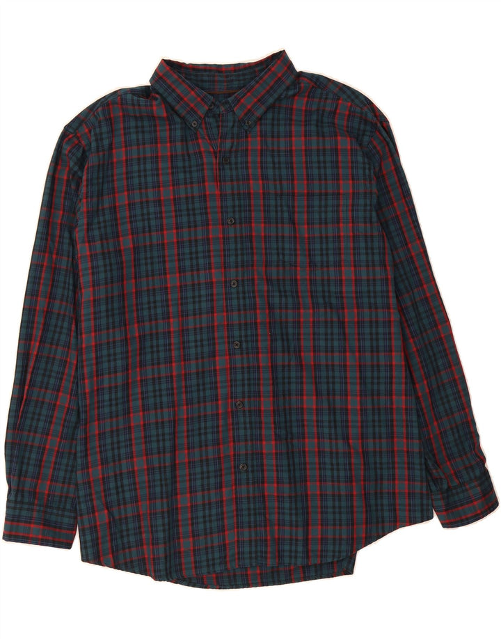 CHAPS Mens Shirt 2XL Navy Blue Check Cotton Vintage Chaps and Second-Hand Chaps from Messina Hembry 