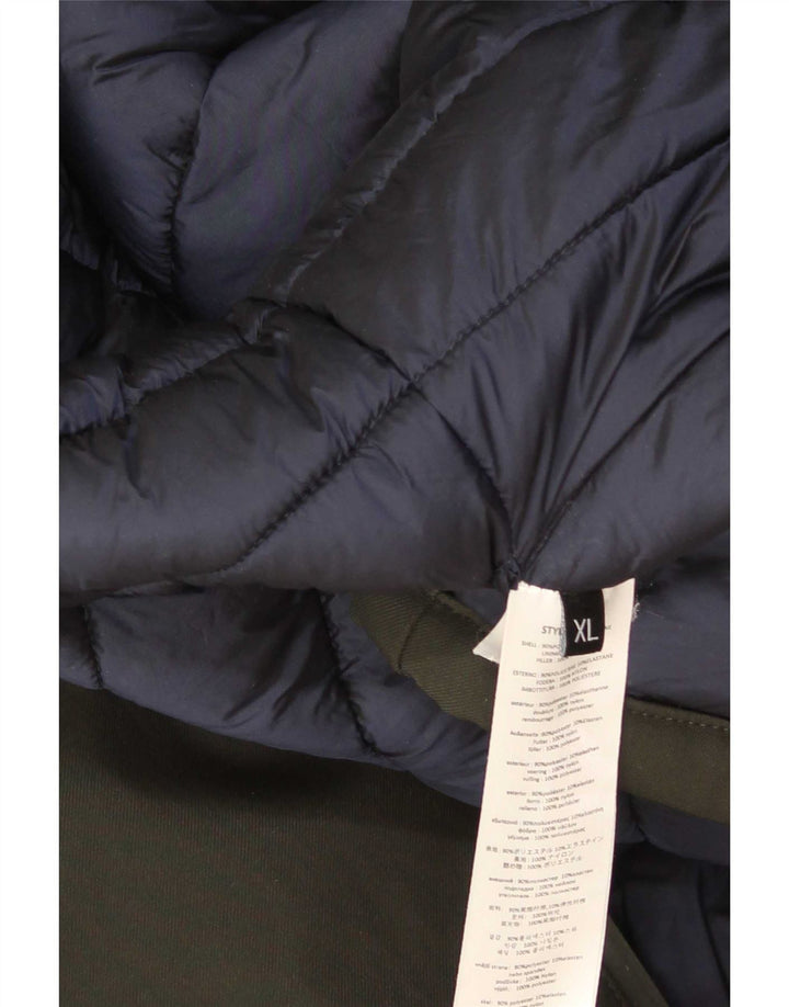 Винтажная мужская стеганая куртка с капюшоном UK 42 XL, зеленый полиэстер