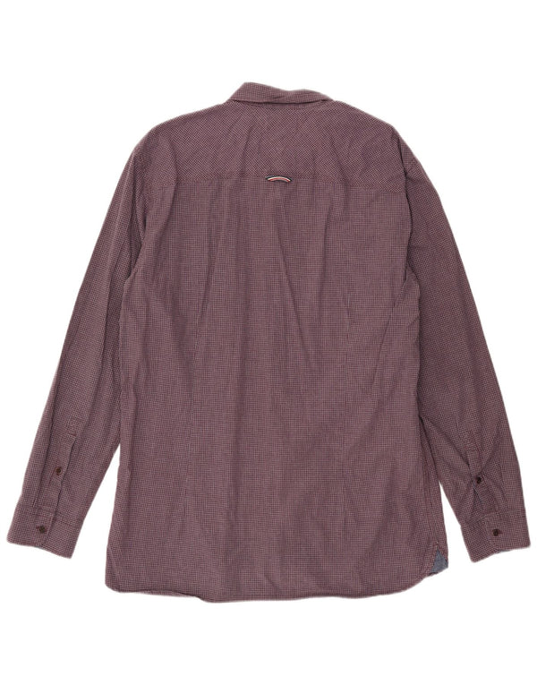 Tommy Hilfiger Mens Slim Fit Shirt XL Burgundy Gingham Cotton