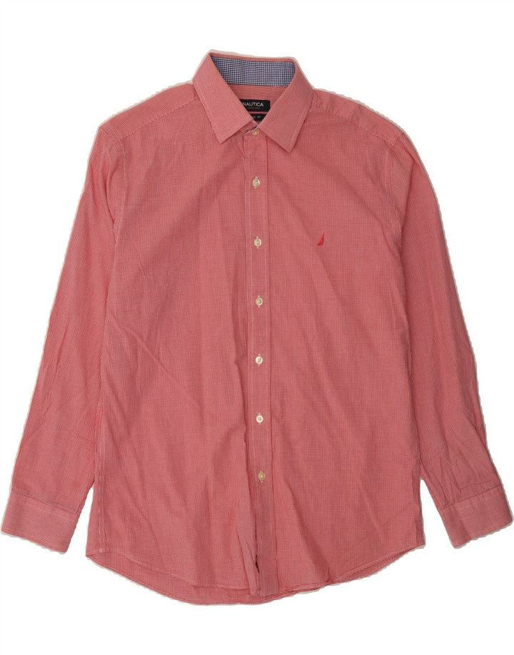 NAUTICA Mens Shirt Size 15 1/2 Medium Pink Gingham Vintage Nautica and Second-Hand Nautica from Messina Hembry 